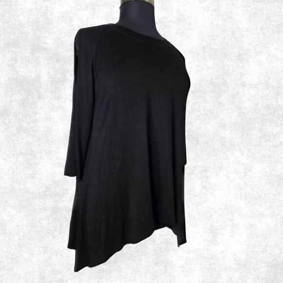 Lane Bryant Black Tunic w/ Satin Trim Collar – Size 14/16 - Picture 6 of 8